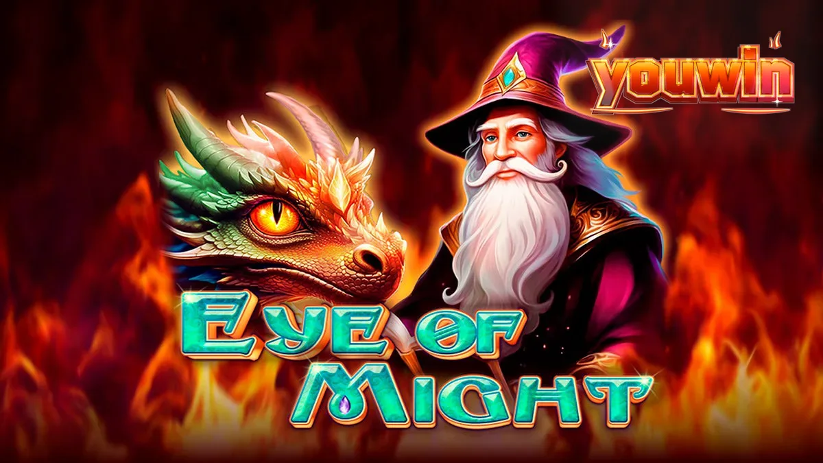 Tampilan visual slot Eye of Might dengan elemen fantasi dan naga
